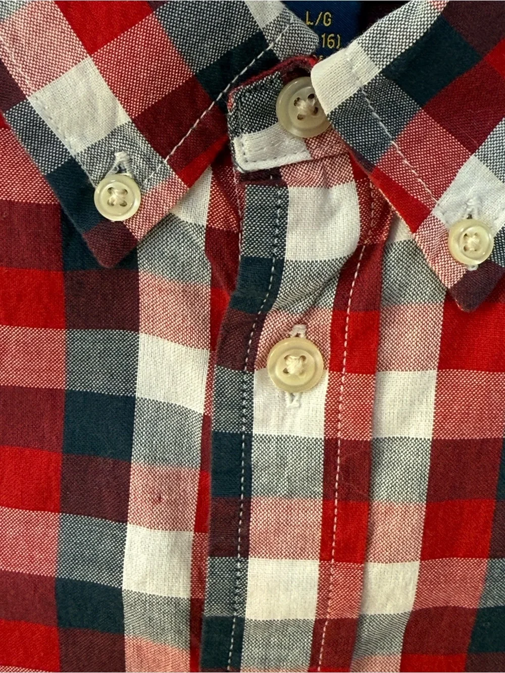 Ralph Lauren Boys 14/16 Plaid Button Down Short Sleeve